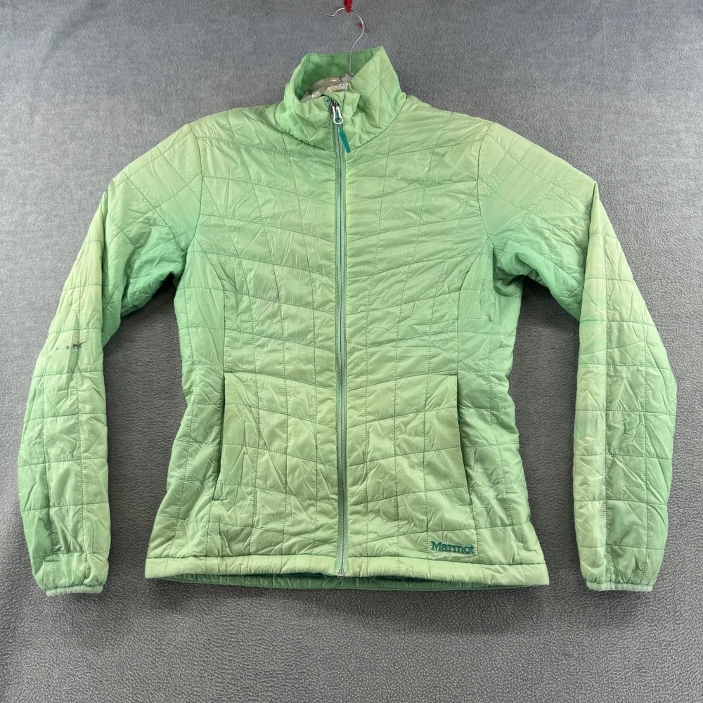 Marmot Jacket Women's S Light Green Quilted Full Zip Insulated Nylon